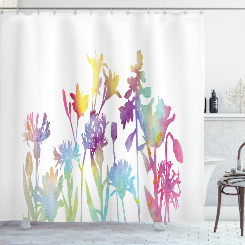 Colorful Ombre Floral Art Shower Curtain