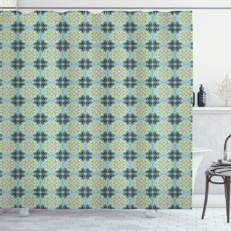 Mediterrenean Tile Inspired Shower Curtain