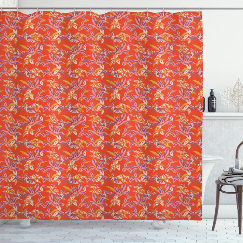 Happy Warm Floral Pattern Shower Curtain