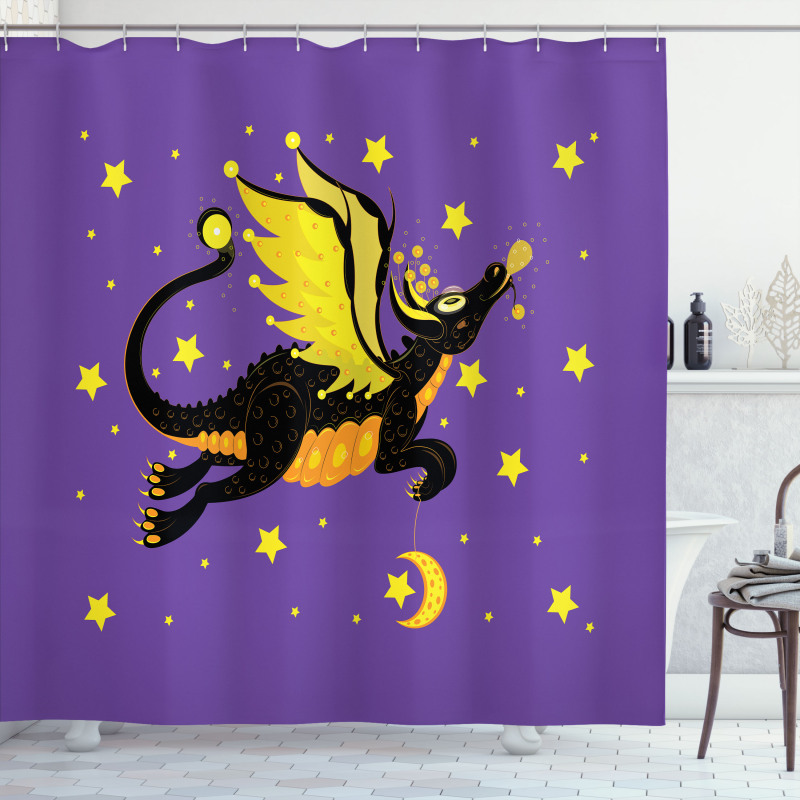 Moon and the Stars at Night Shower Curtain