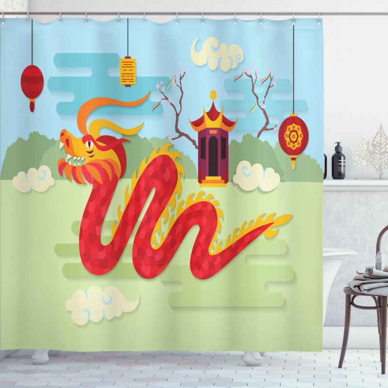 Chinese Pavilion Shower Curtain