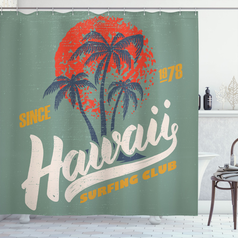 Surfing Club Logo Artwork Shower Curtain