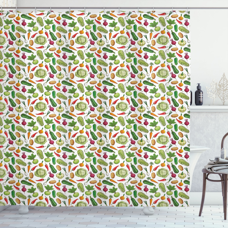 Detailed Colored Foods Shower Curtain