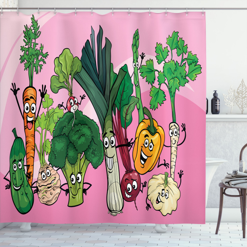 Happy Healthy Food Image Shower Curtain