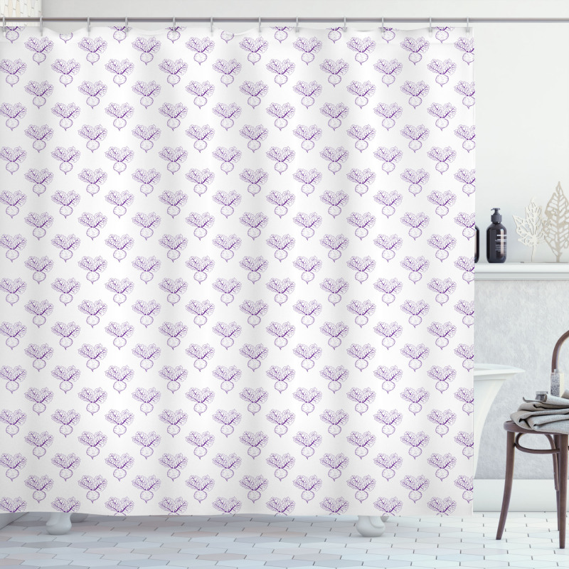 Monochrome Beet Pattern Shower Curtain