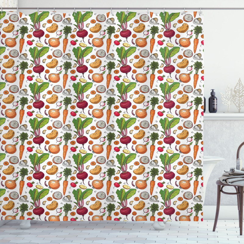 Sketchy Painted Foods Shower Curtain