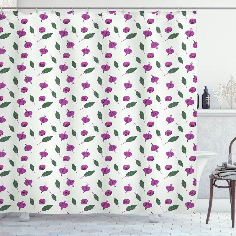 Beetroots and Leaves Shower Curtain