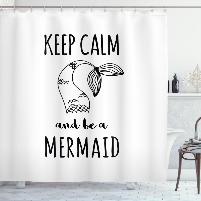 Be a Mermaid Text Tail Shower Curtain