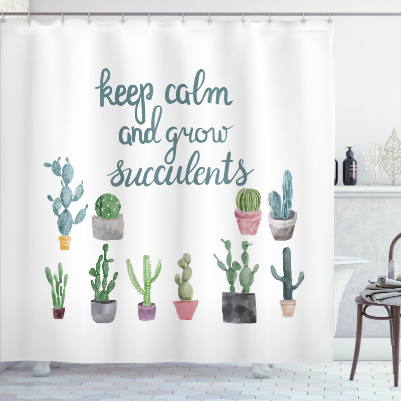 Grow Succulents Plant Pot Shower Curtain