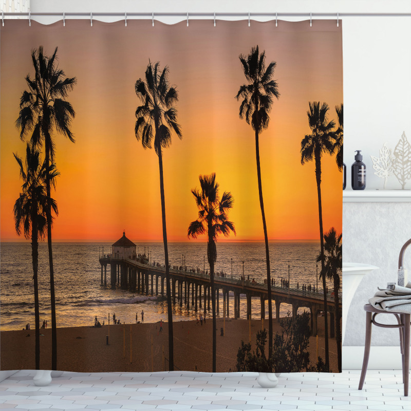 Manhattan Ocean Dusk Shower Curtain