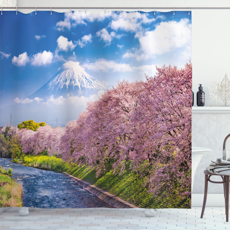 View of River and Clear Sky Shower Curtain