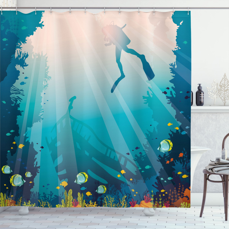 Underwater Elements Diver Shower Curtain