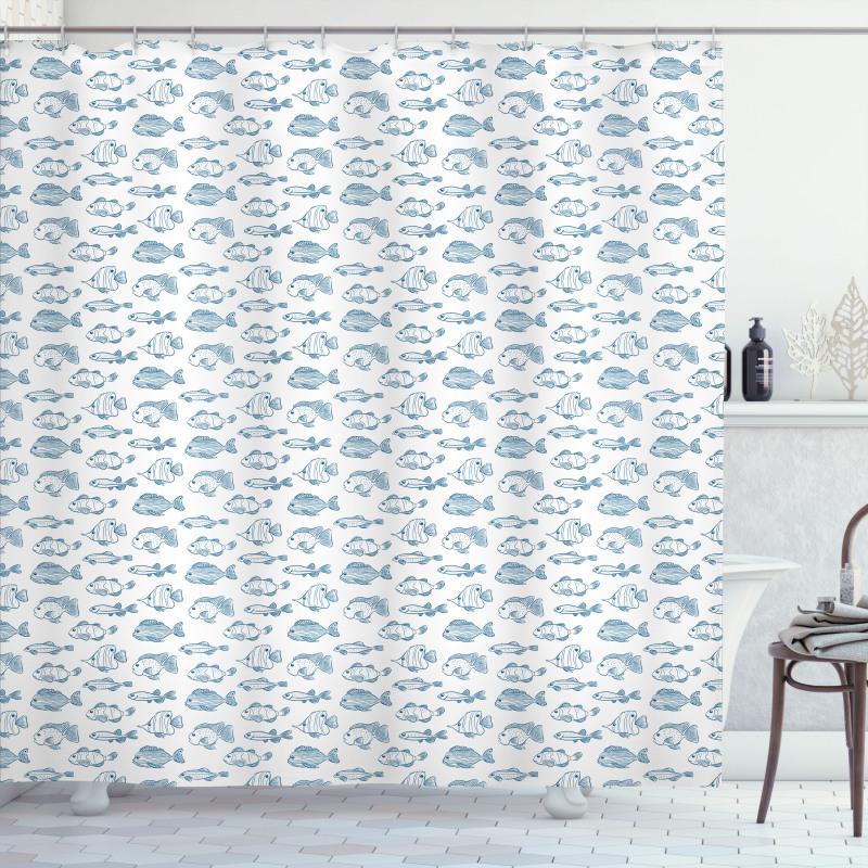 Outline Design Fish Design Shower Curtain