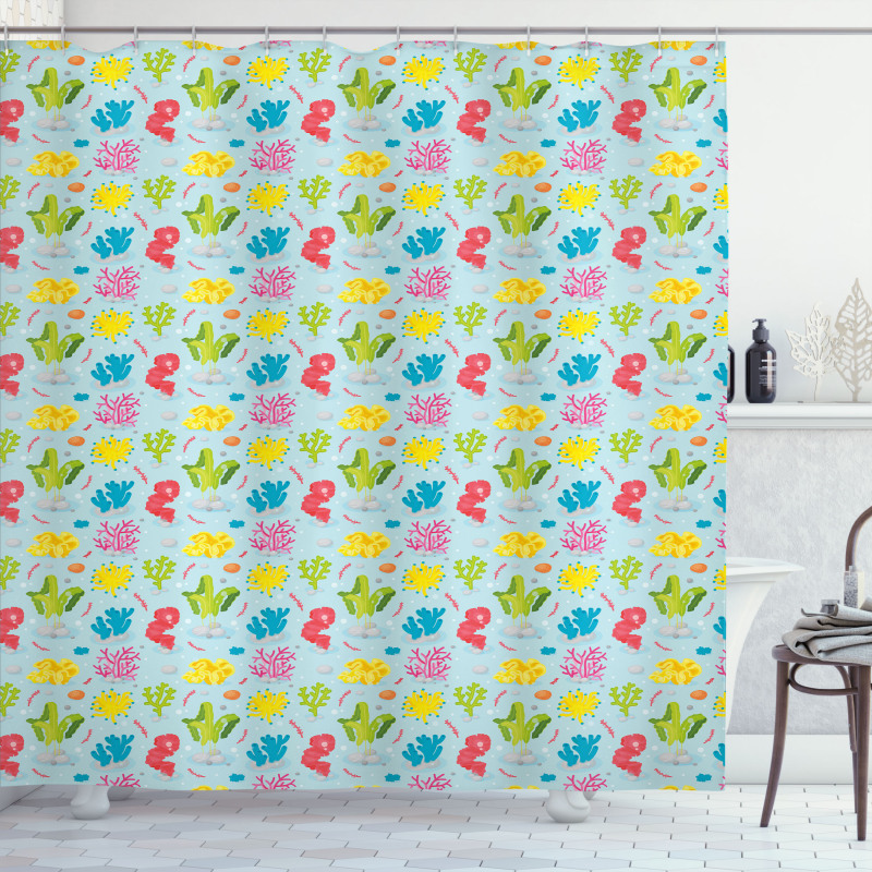 Colorful Seaweed Coral Shower Curtain