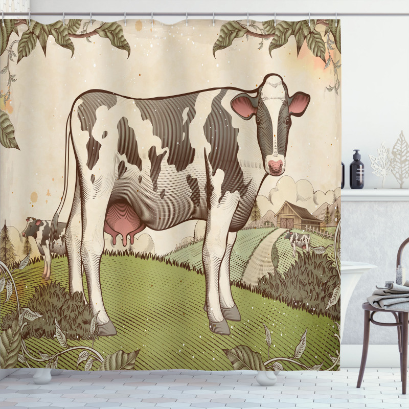 Dairy Cattle Farmland Shower Curtain