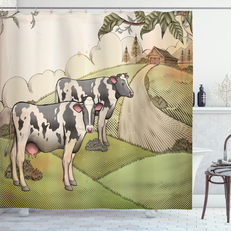 Dairy Cows Countryside Shower Curtain