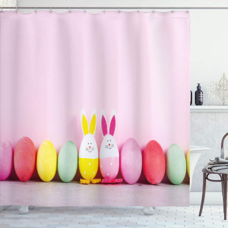 Dyed Eggs and Rabbits Shower Curtain