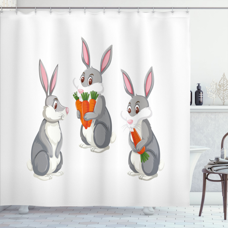 Funny Rabbit Cartoon Shower Curtain