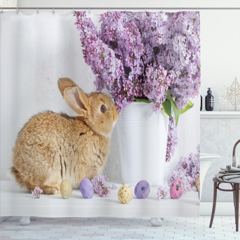 Rabbit with Lilac Shower Curtain