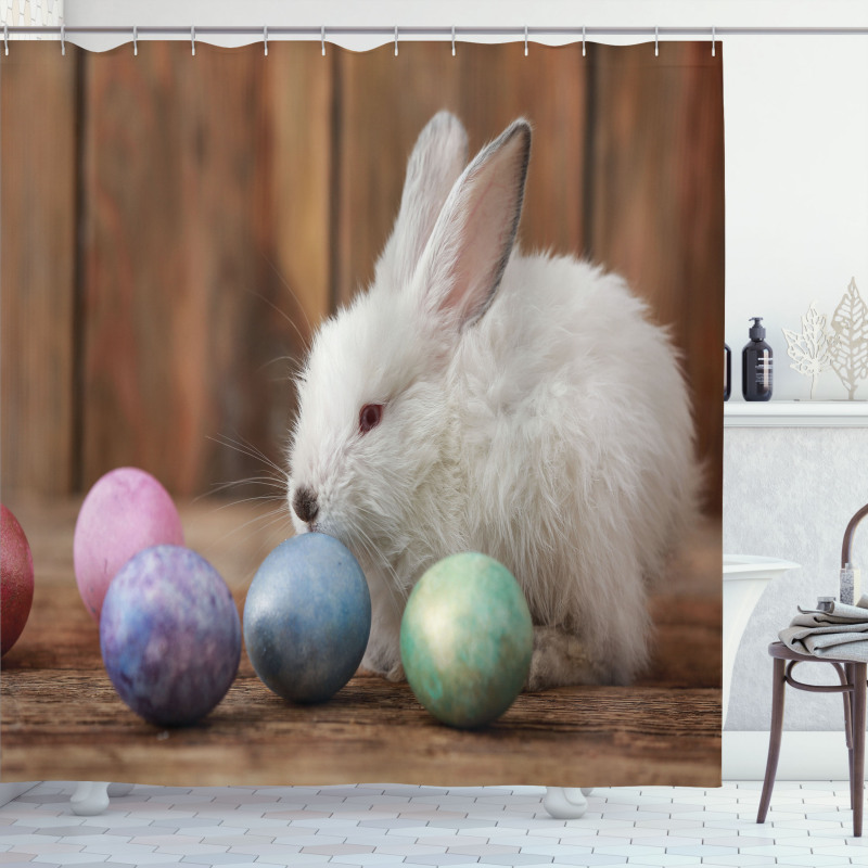 Rustic Egg Coloring Shower Curtain