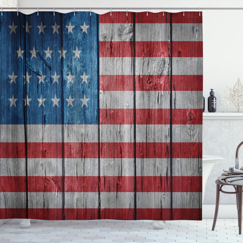 Worn Style American Flag Shower Curtain