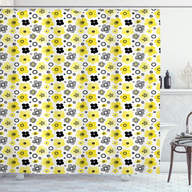 Bicolour Spring Flowers Shower Curtain