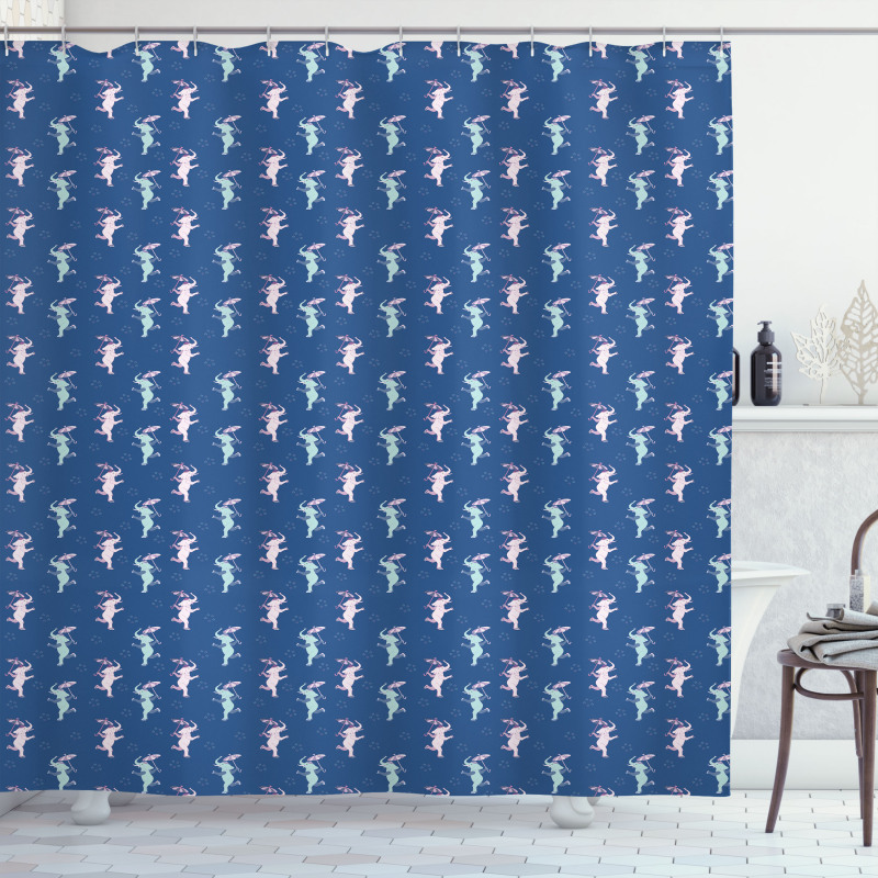 Funny Elephants Umbrellas Shower Curtain