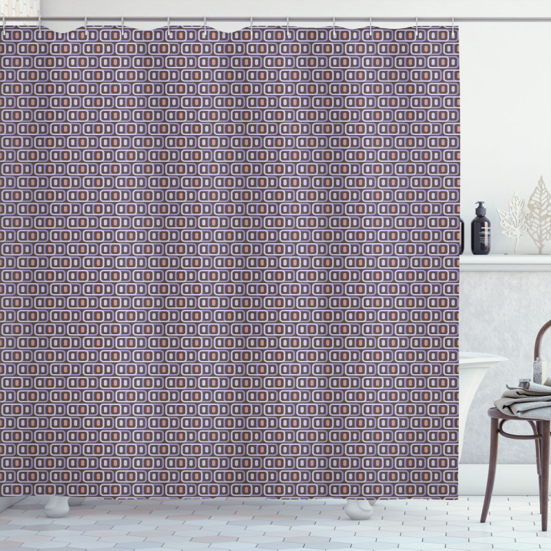 Retro Geometrical Motif Shower Curtain