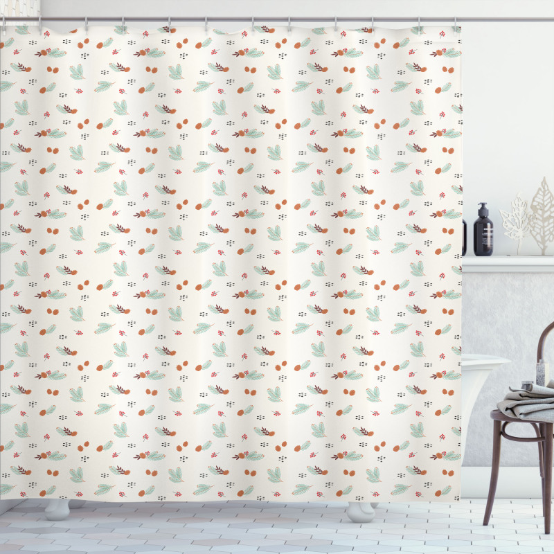 Pine Branches Berries Cones Shower Curtain