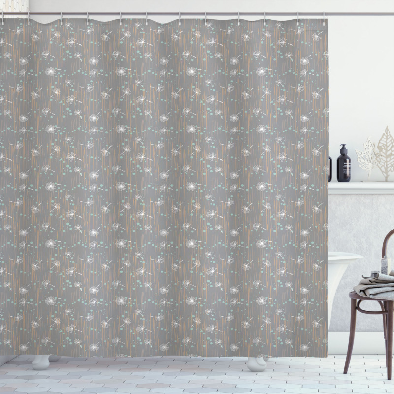 Dots Lines and Dandelions Shower Curtain