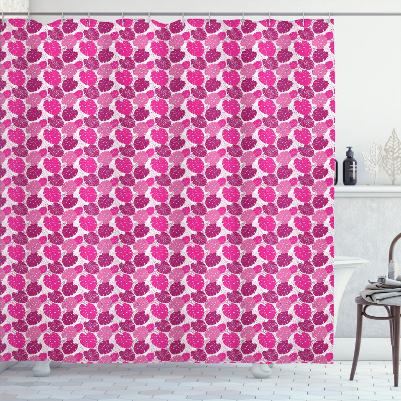 Pink Color Palette Leaves Shower Curtain