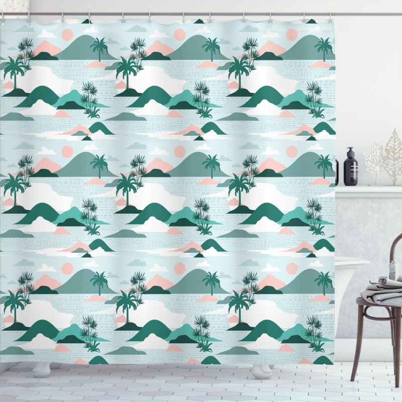 Paper Cut Style Beach Art Shower Curtain