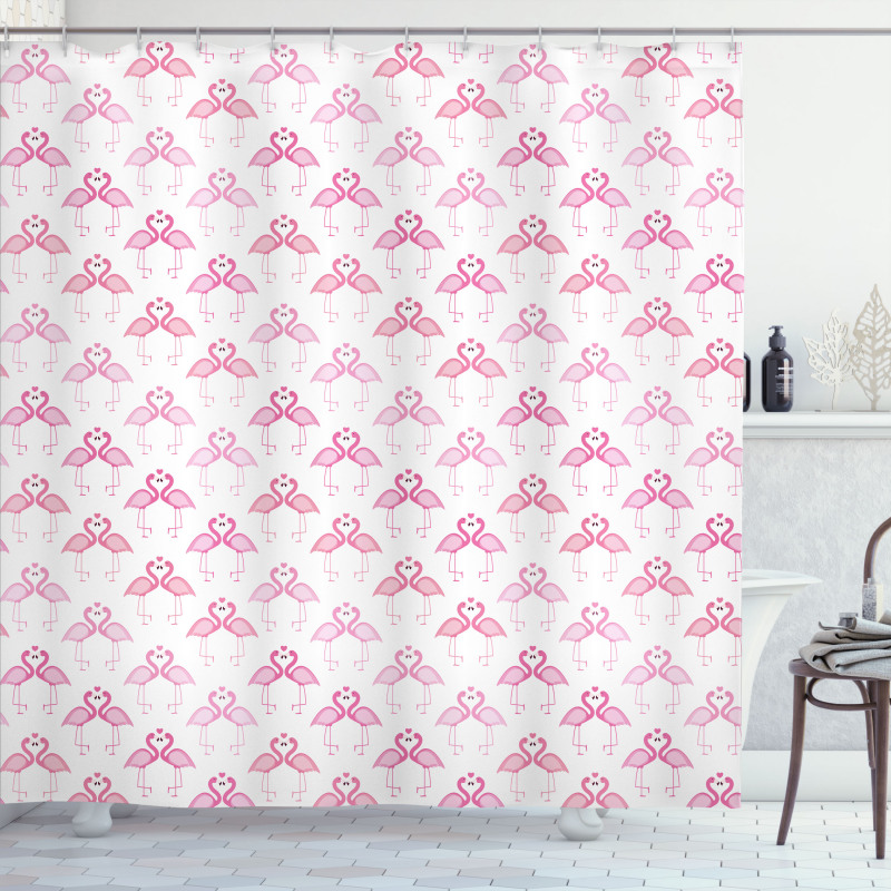 Cutsy Love Flamingos Art Shower Curtain