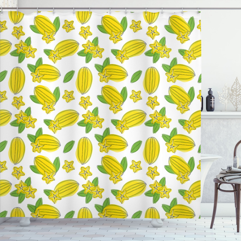 Carambola Star Fruit Exotic Shower Curtain