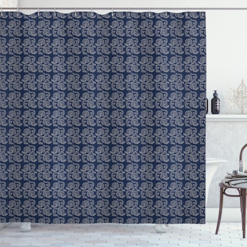Russian Floral Dots Shower Curtain