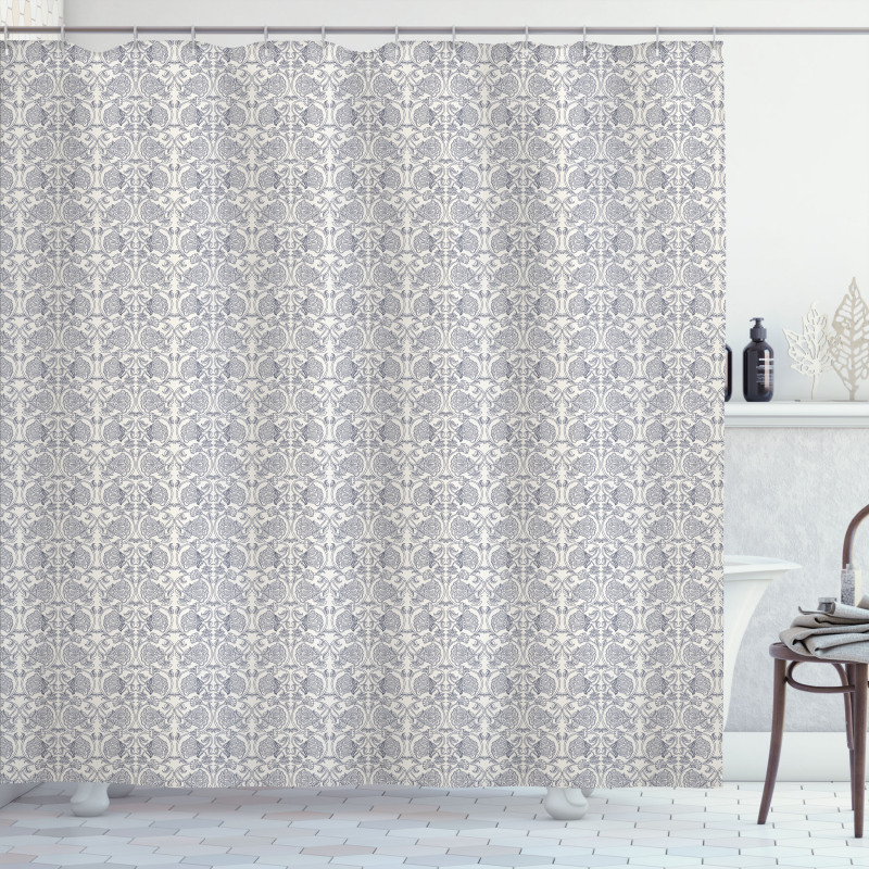 Continuous Floral Motif Shower Curtain