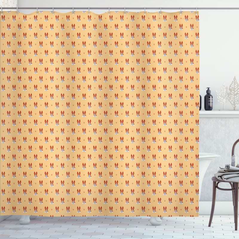 Basenji Dogs and Paws Pattern Shower Curtain