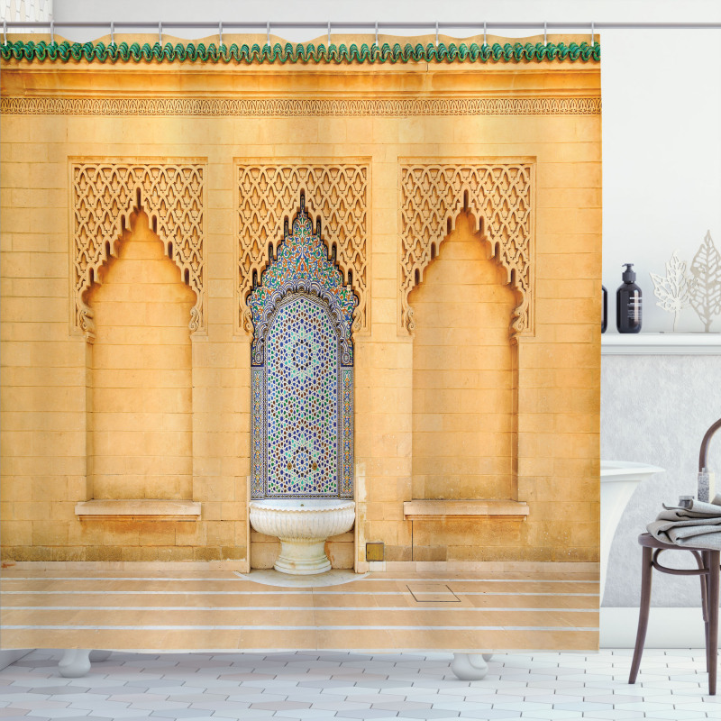 Moroccan Tile Fountain Shower Curtain