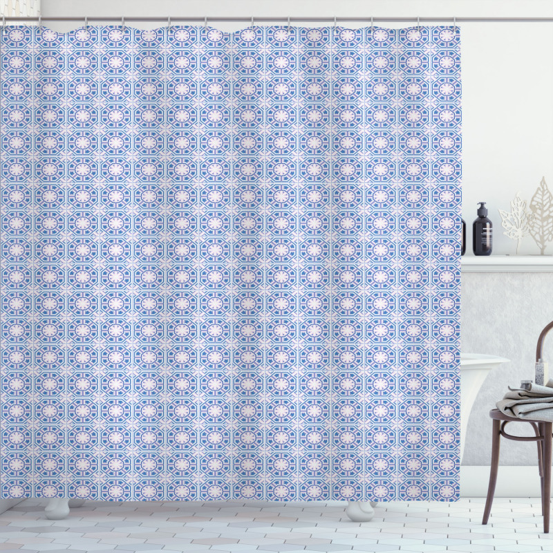 Polygonal Pastel Motif Shower Curtain