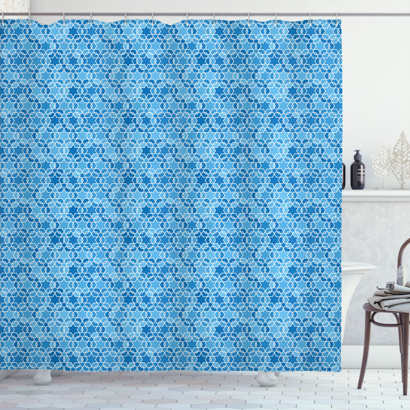 Blue Tones Eastern Star Shower Curtain