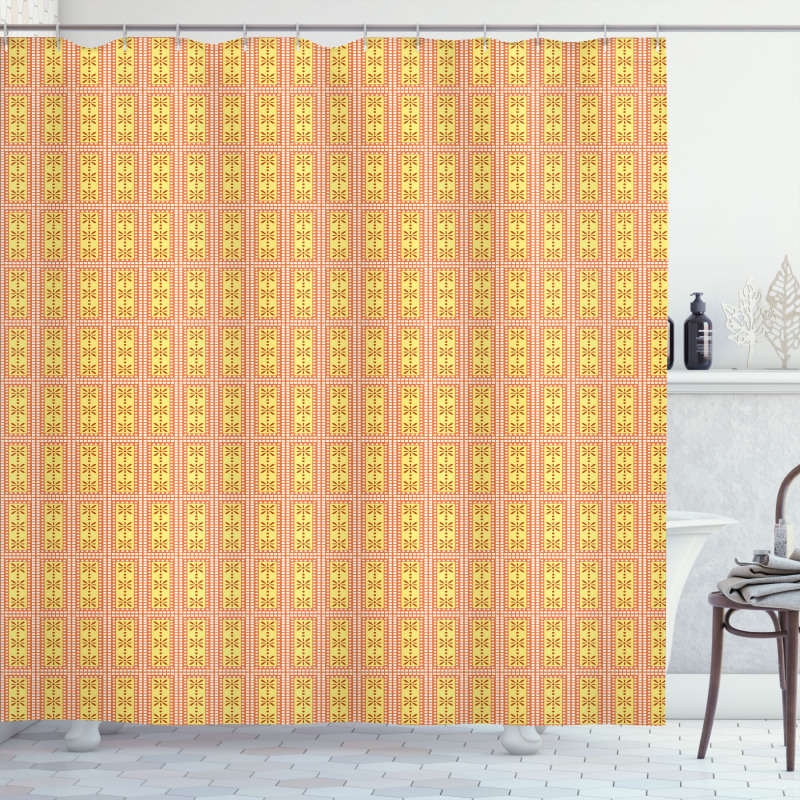 Geometric Floral Pattern Shower Curtain