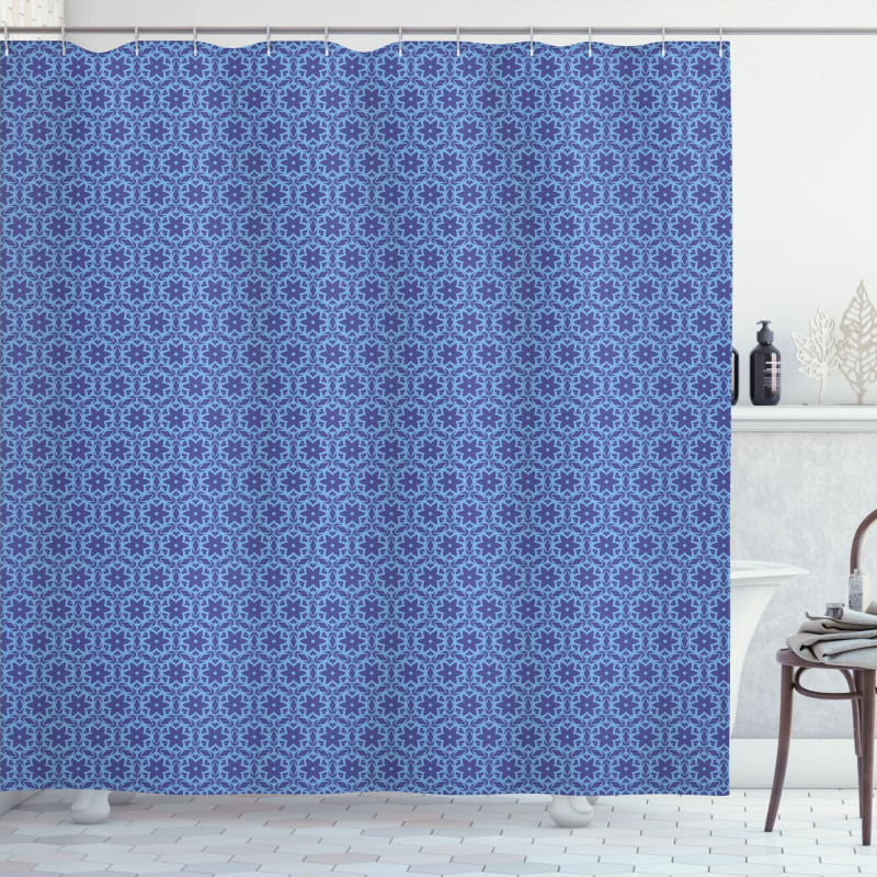 Geometric Items and Flowers Shower Curtain