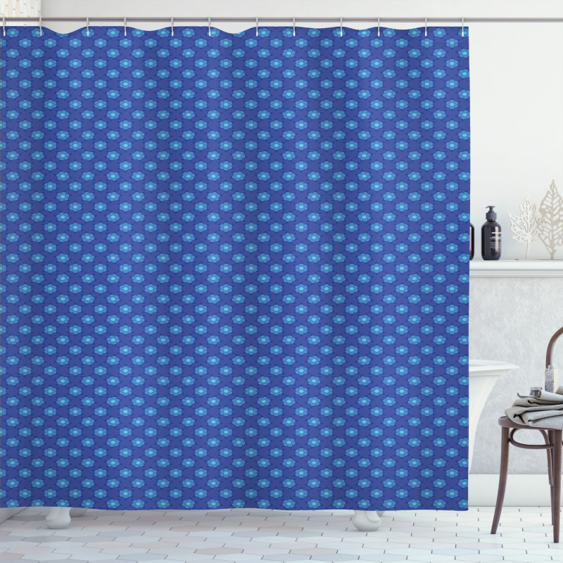 Floral Stars Motif Shower Curtain