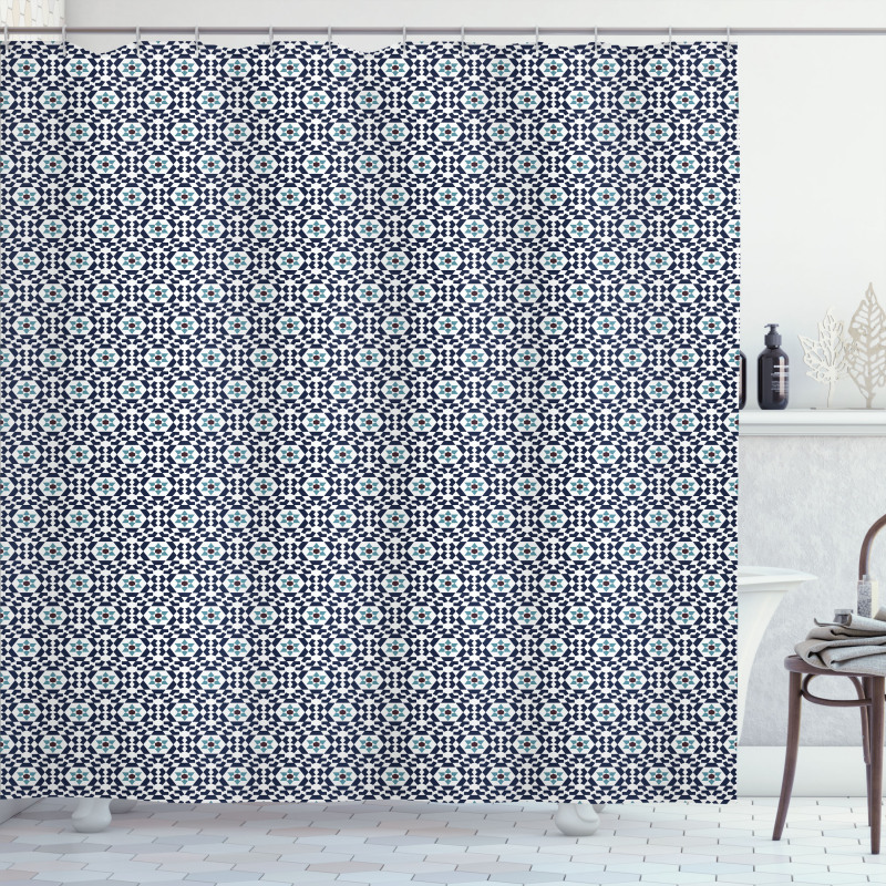 Oriental Geometric Floral Shower Curtain