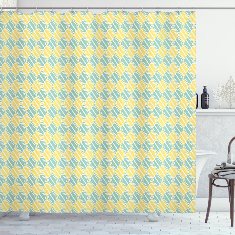 Pastel Geometric Dotted Shower Curtain