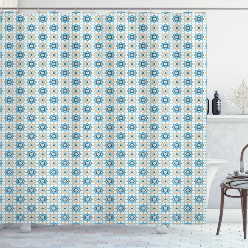 Oriental Star Shape Motifs Shower Curtain