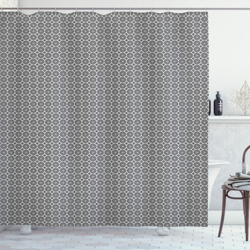 Greyscale Circular Motif Shower Curtain