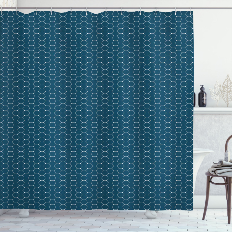 Hexagons with Dot Edges Shower Curtain