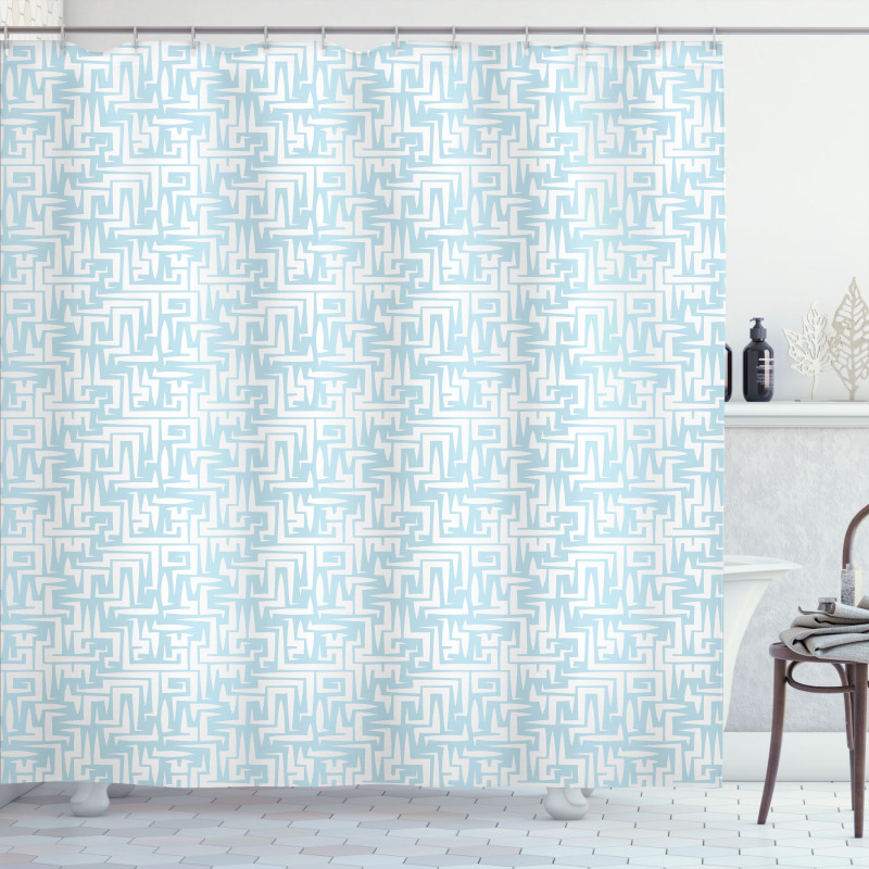 Abstract Maze Style Motif Shower Curtain