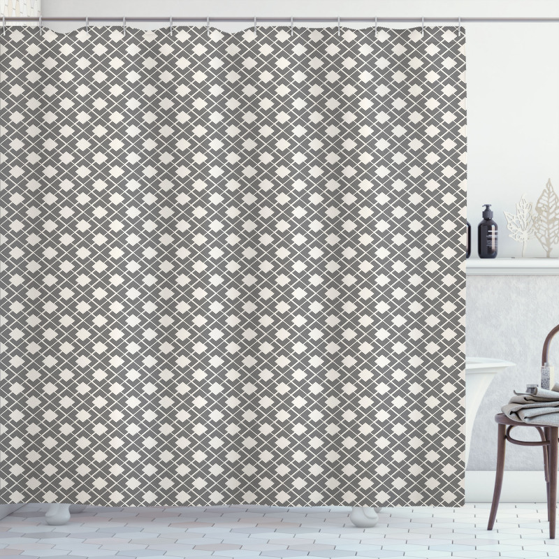 Lines Squares Lattice Art Shower Curtain